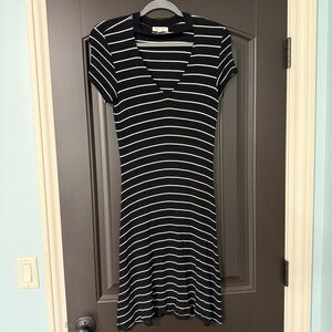 American Eagle Black & White Choker Striped Midi Dress | M | Excellent Condition